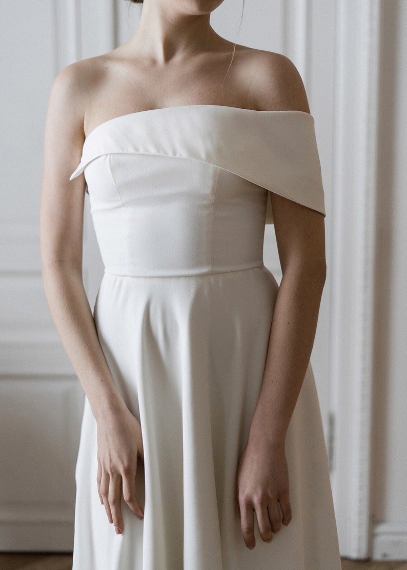 Off shoulder wedding dress • classic wedding dress • long wedding gown
