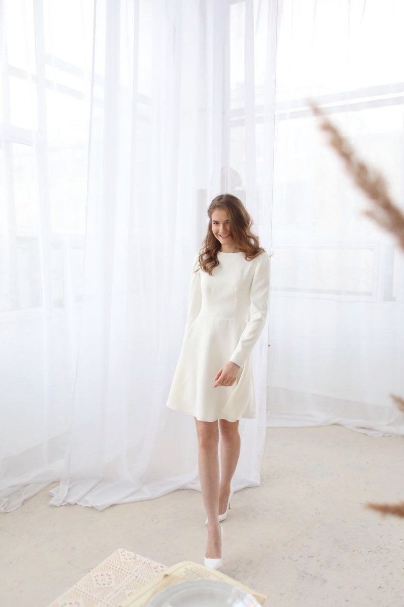 Short wedding dress • chiffon wedding dress • simple wedding dress • wedding dress