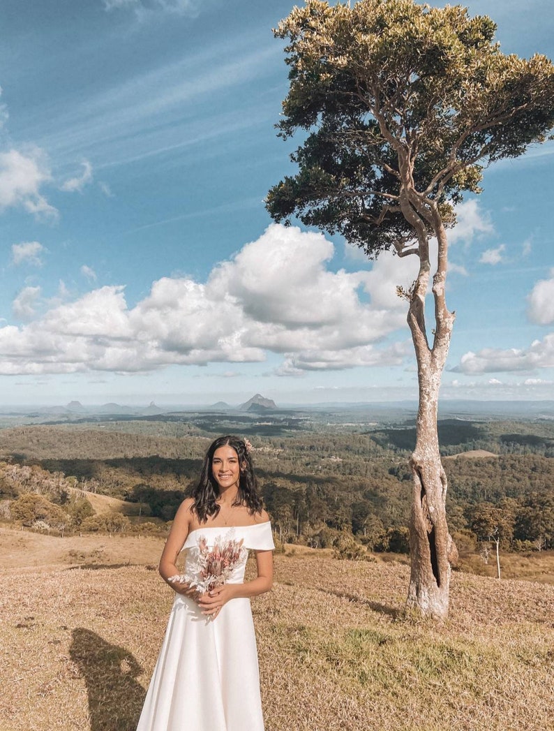 Off shoulder wedding dress • classic wedding dress • long wedding gown