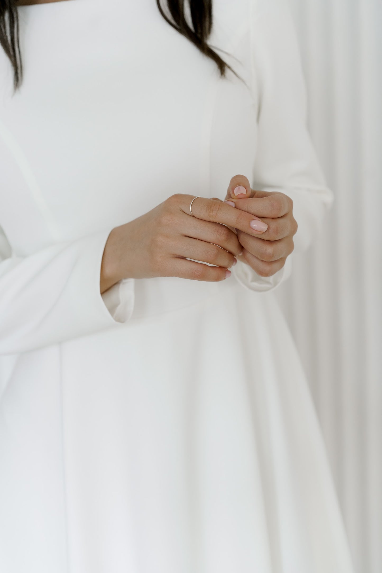 Tea lenght wedding dress • long sleeve wedding dress • short wedding dress • modest wedding dress • minimalist dress