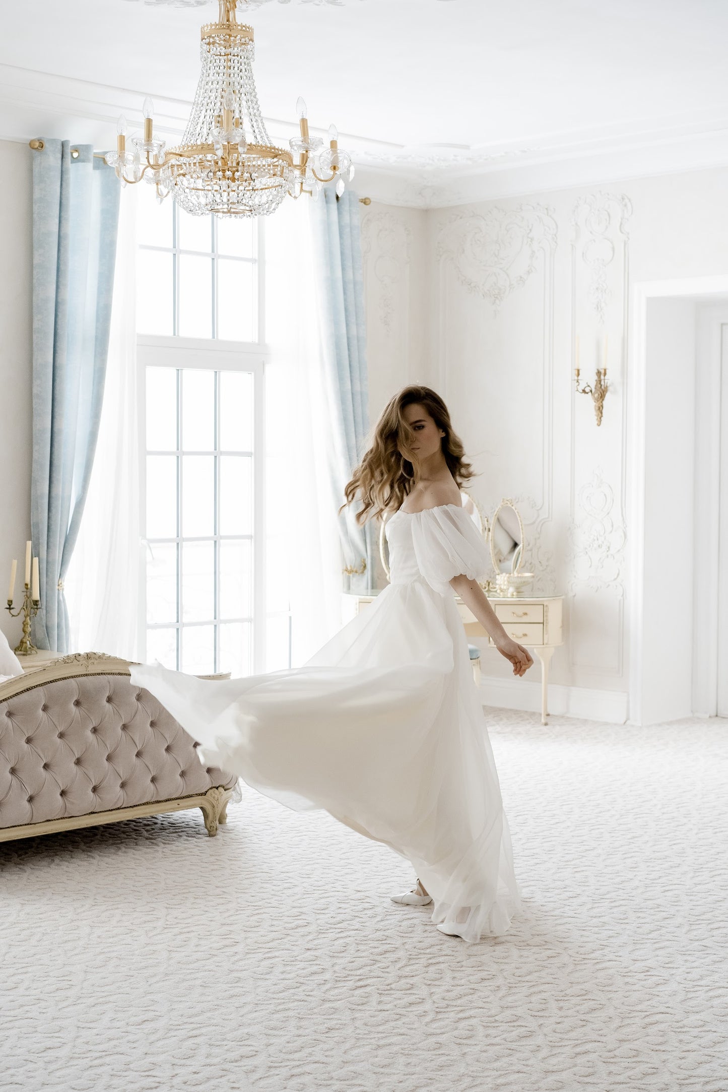 Off shoulder wedding dress • minimalist bridal gown