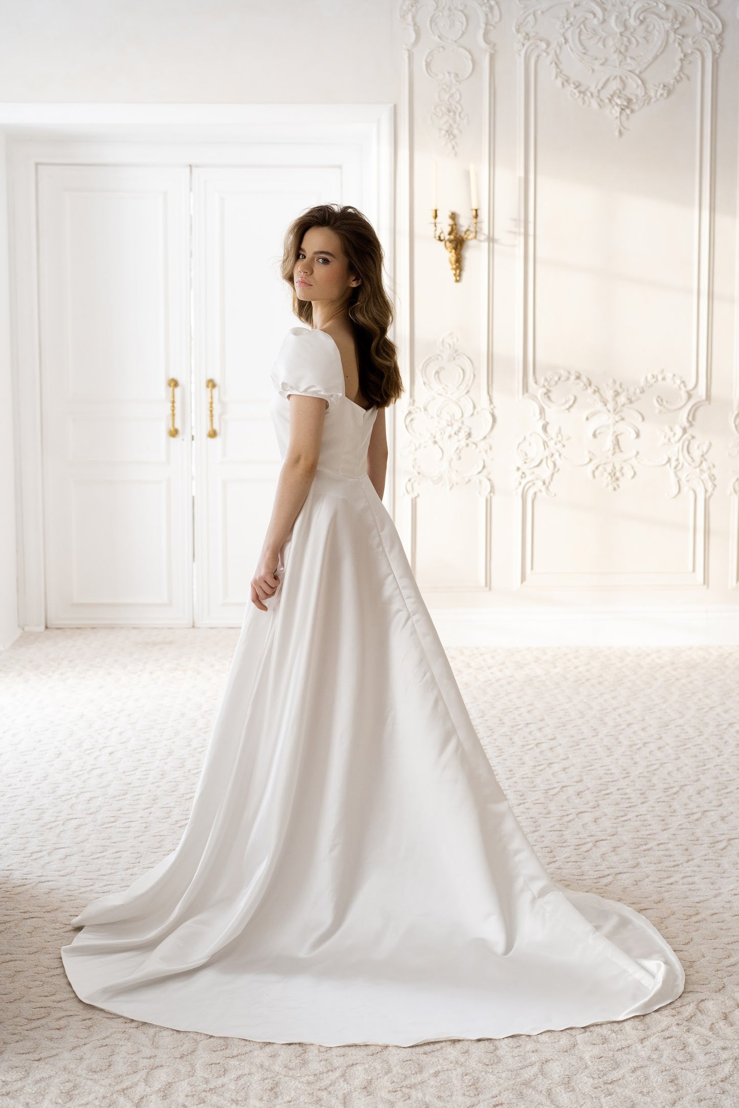 Minimalist wedding dress • sexy wedding dress • reception dress • square neckline