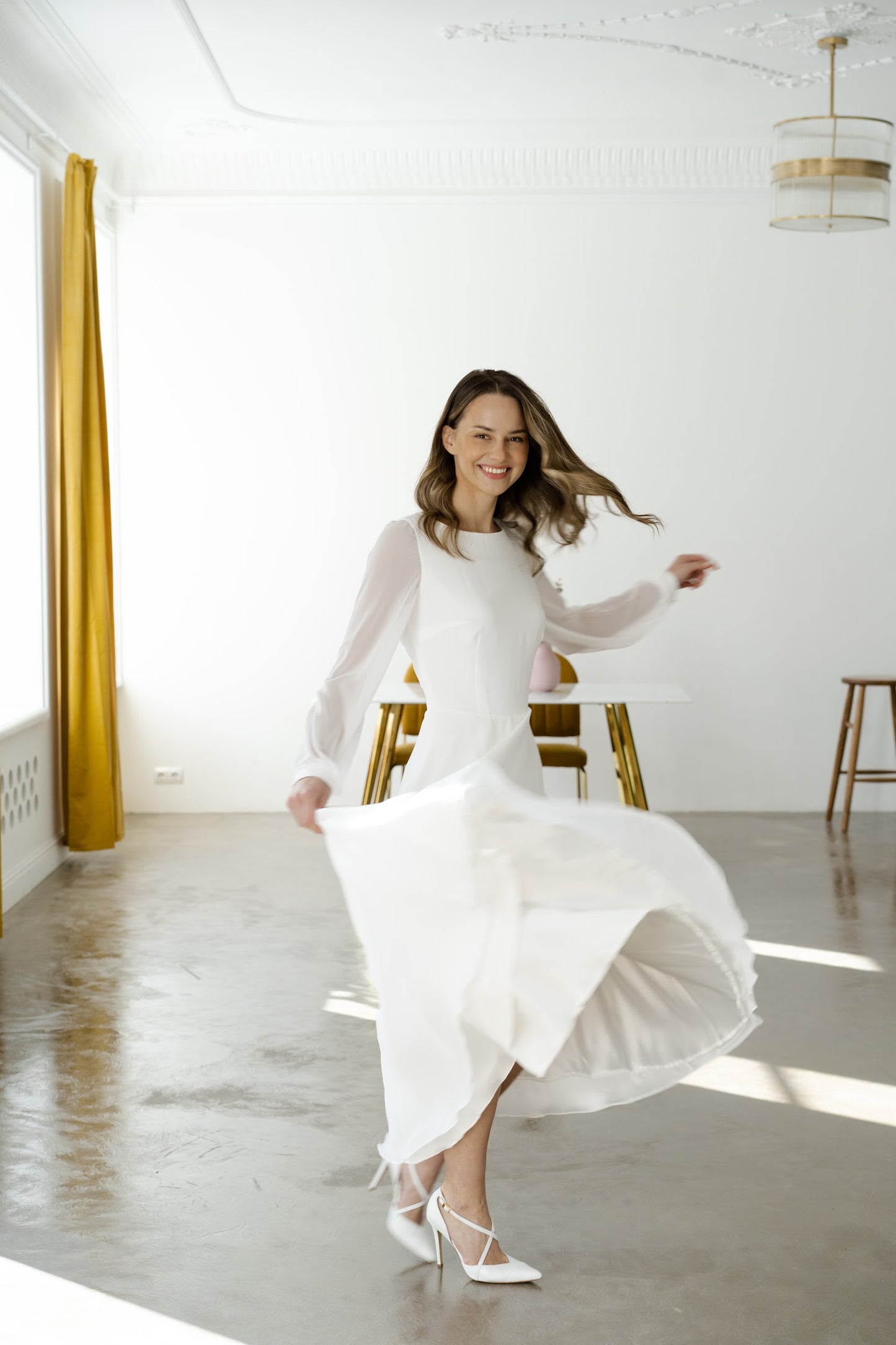 Midi wedding dress • long sleeve wedding dress