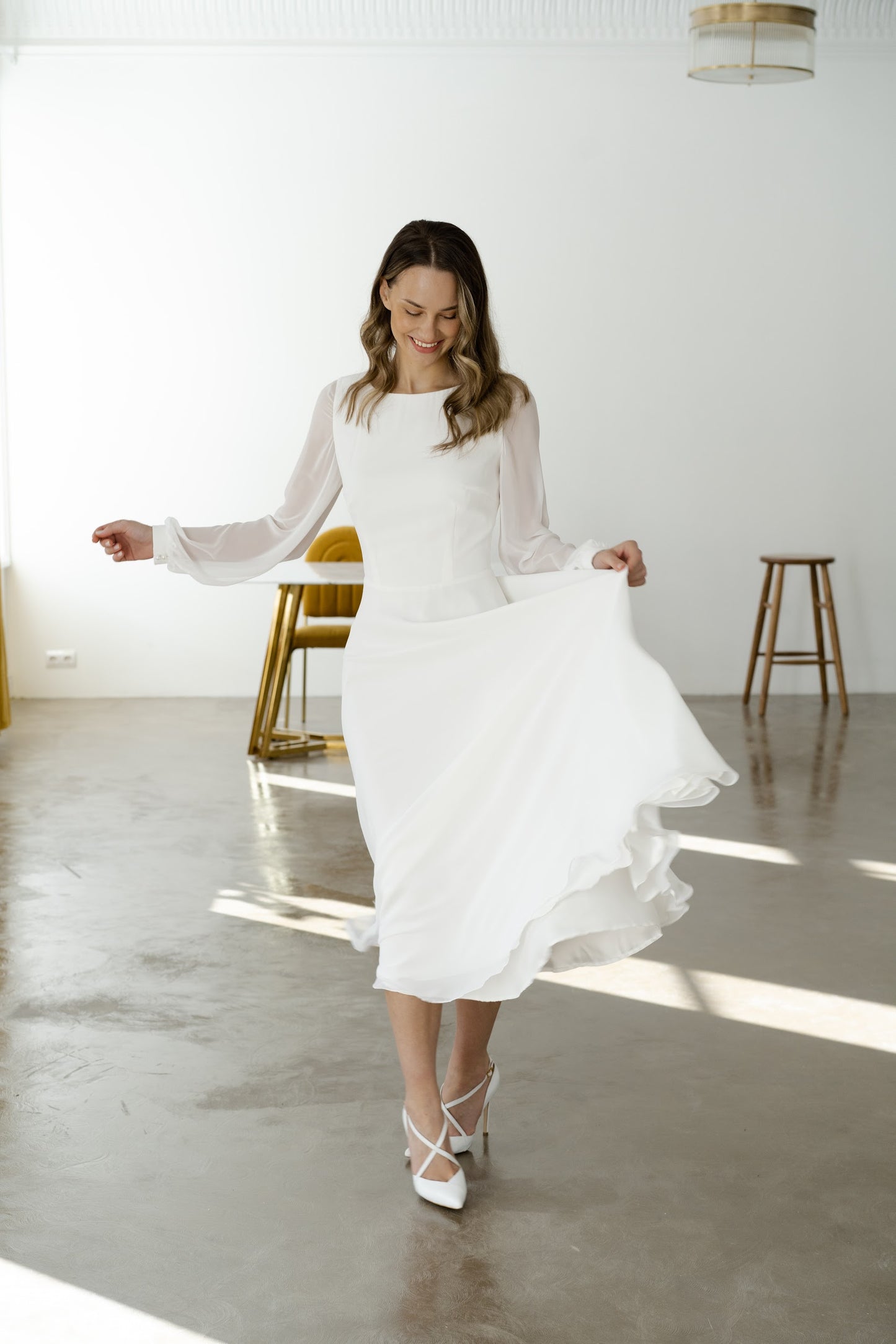 Midi wedding dress • long sleeve wedding dress