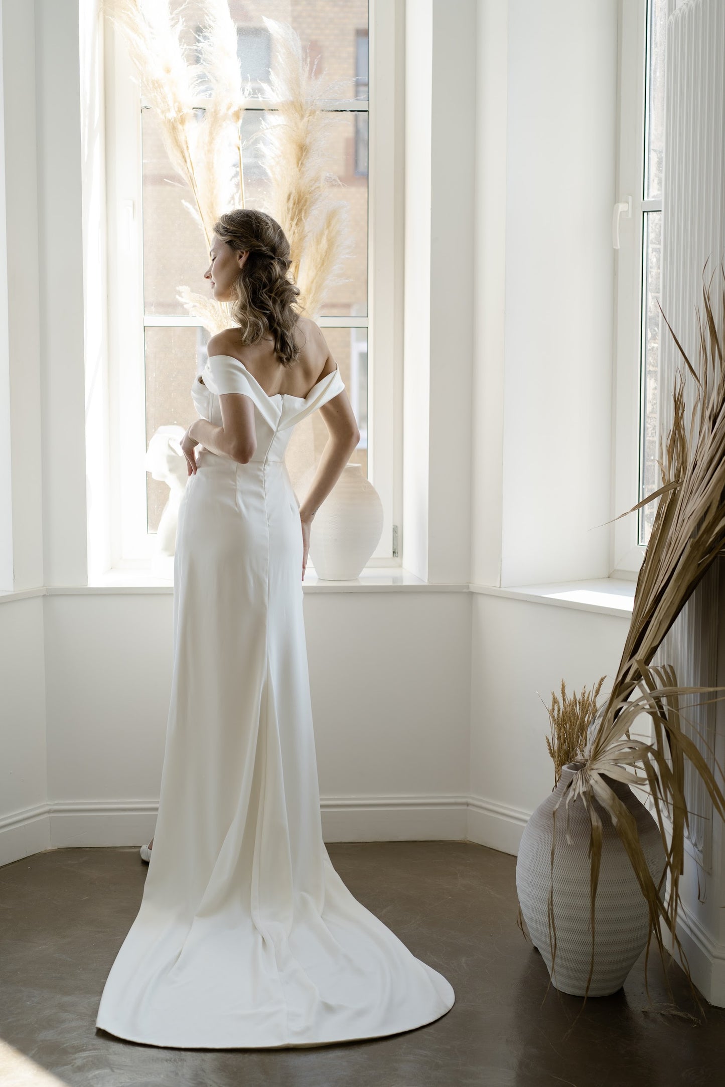 Off shoulder wedding dress • simple wedding dress • sexy wedding dress • classic wedding dress