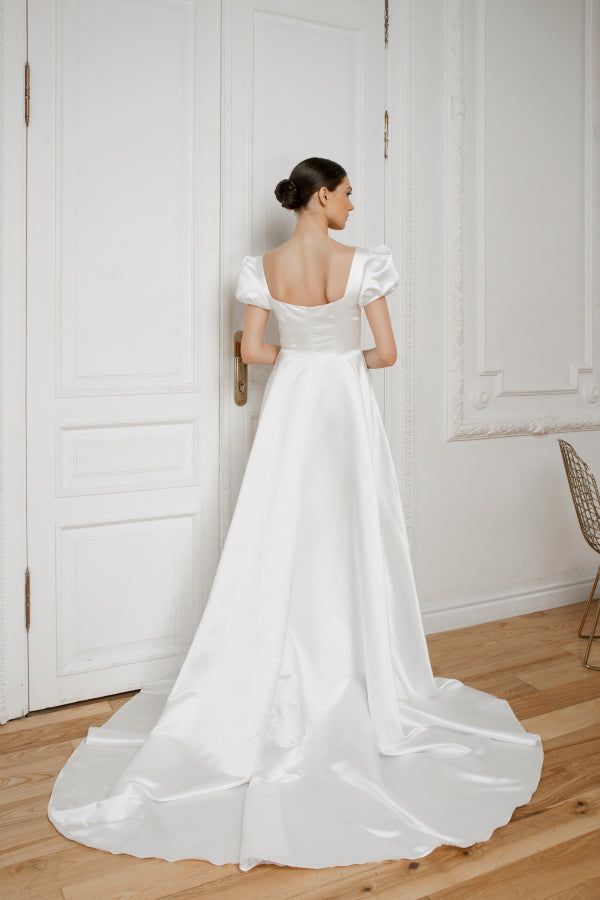 Minimalist wedding dress • sexy wedding dress • reception dress • square neckline
