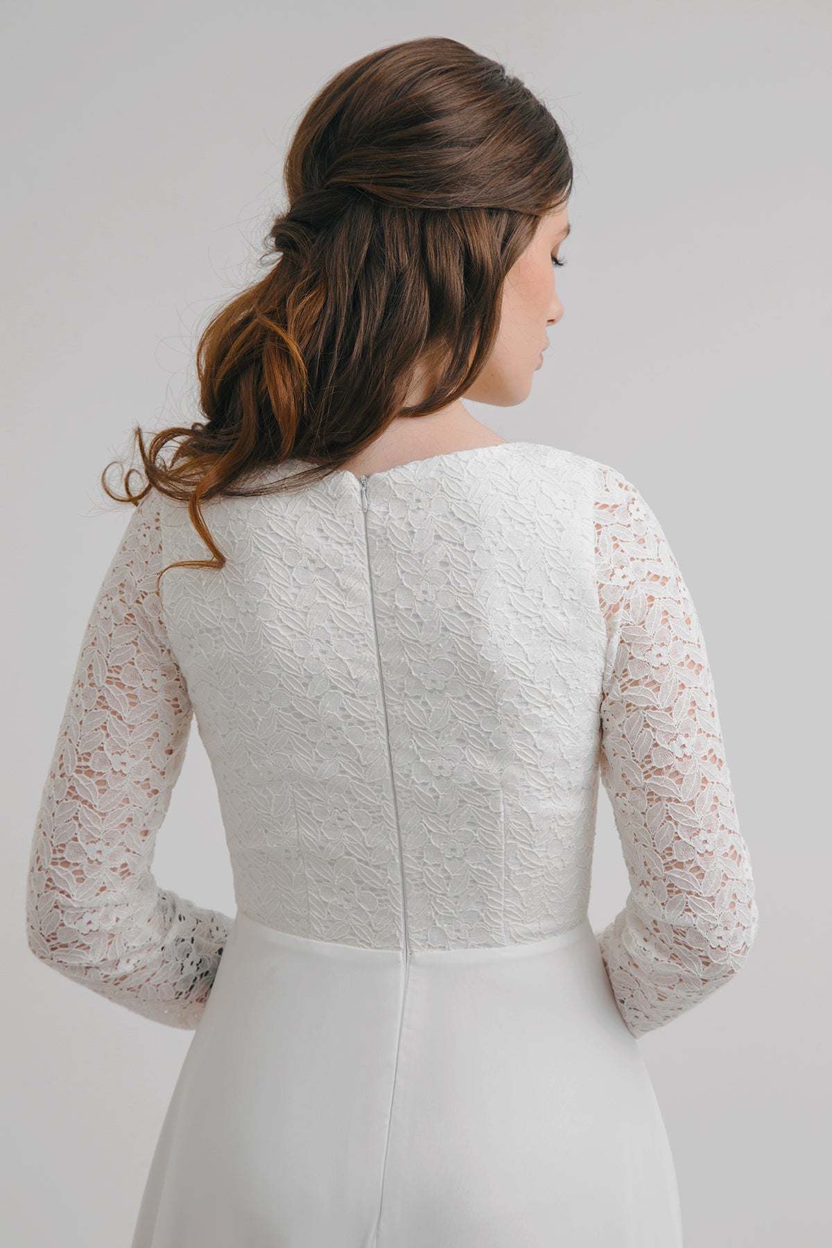 Lace wedding dress • simple wedding dress • long sleeve wedding dress • minimalist wedding dress • elegant bridal gown • modest wedding dress