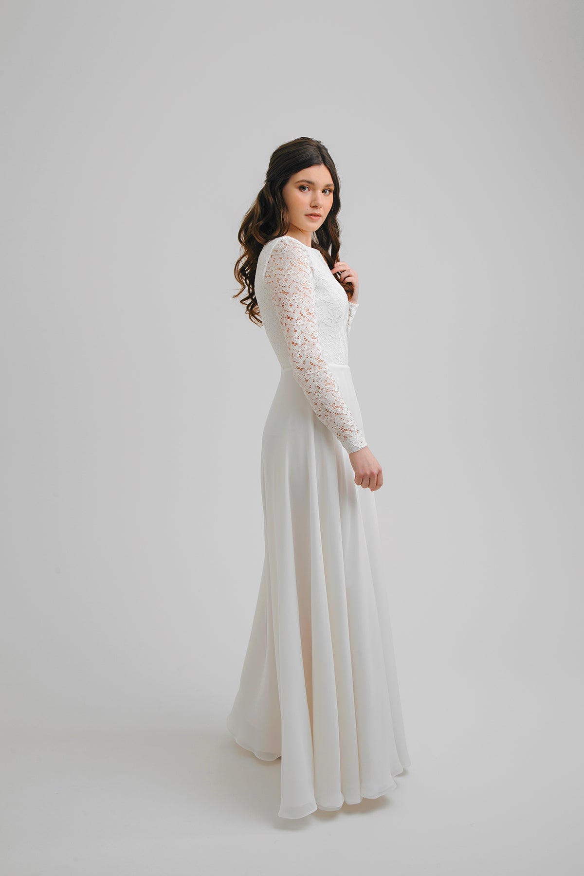Lace wedding dress • simple wedding dress • long sleeve wedding dress • minimalist wedding dress • elegant bridal gown • modest wedding dress