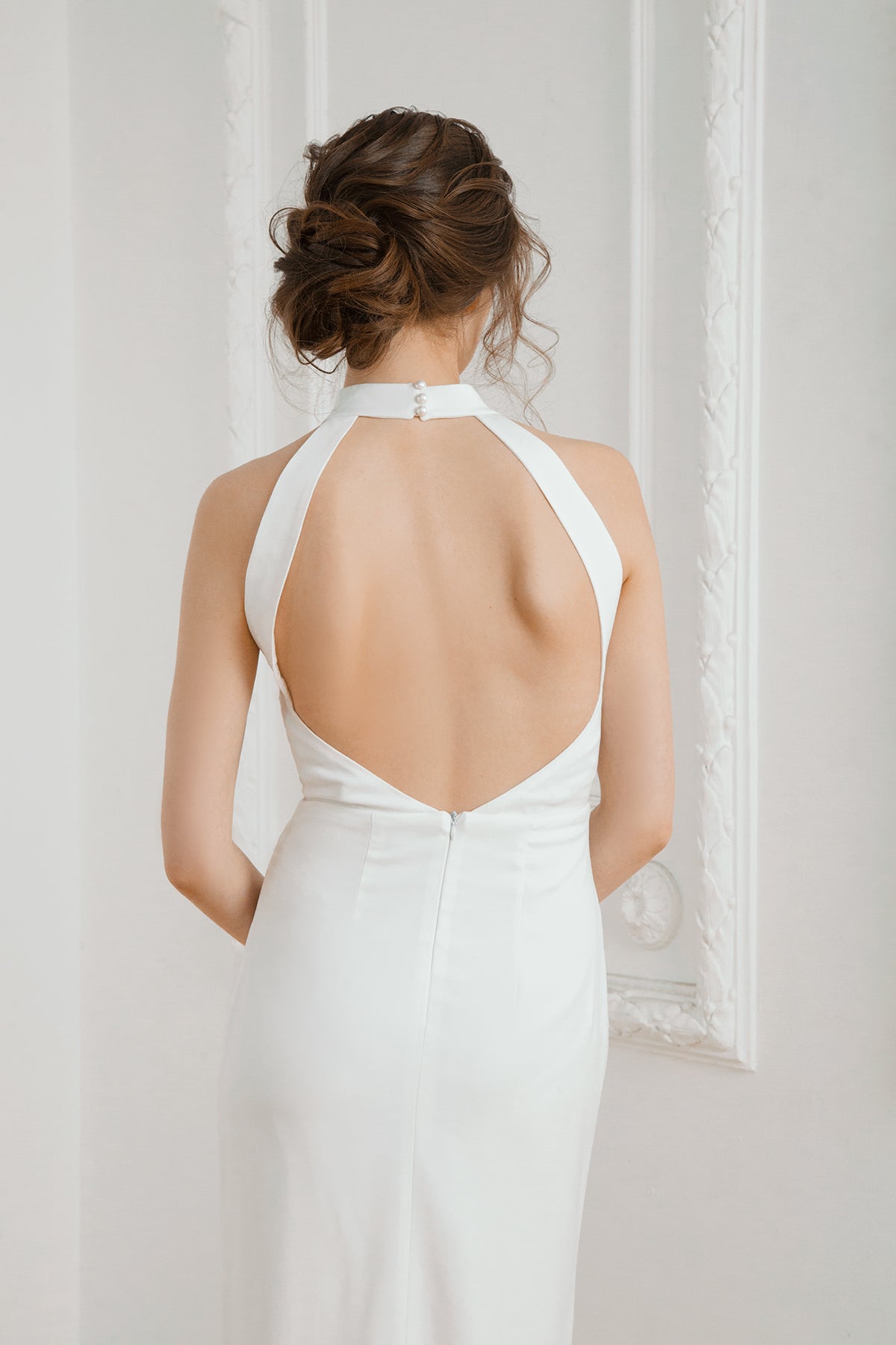 Halter top wedding dress • sexy wedding dress • skirt with slit open back