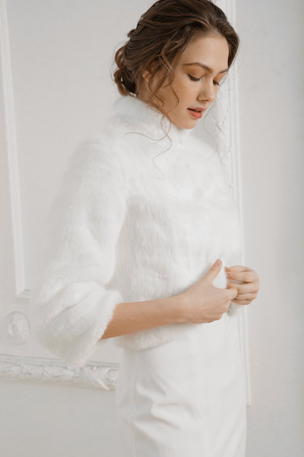 Faux fur bridal jacket. Wedding jacket coat. Winter wedding wrap