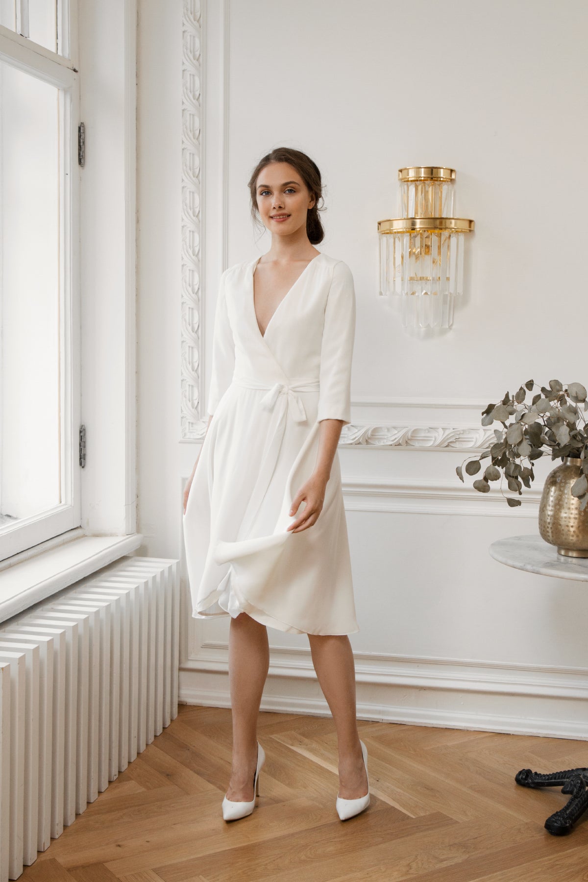 Chiffon wedding dress • summer coctail dress • reception dress • evening dress • wrap style dress • simple wedding dress • sexy dress