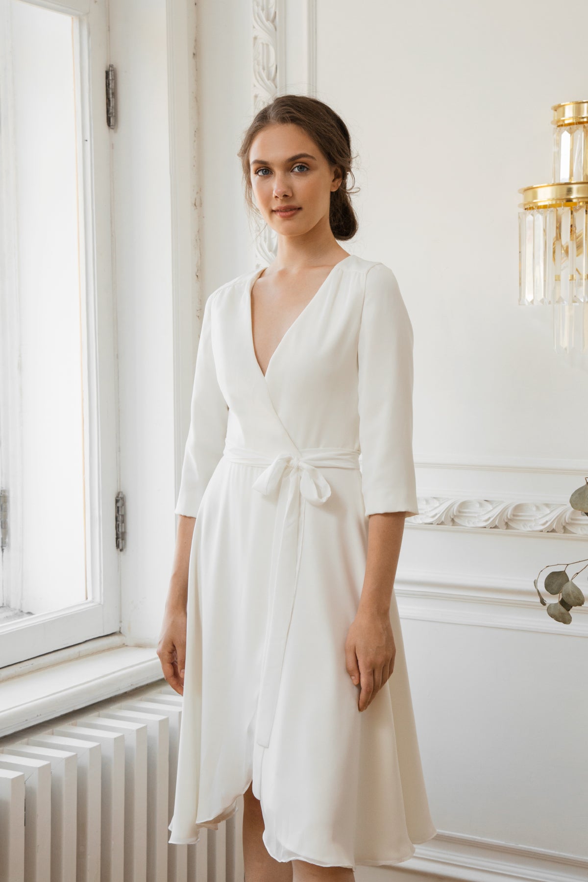 Chiffon wedding dress • summer coctail dress • reception dress • evening dress • wrap style dress • simple wedding dress • sexy dress