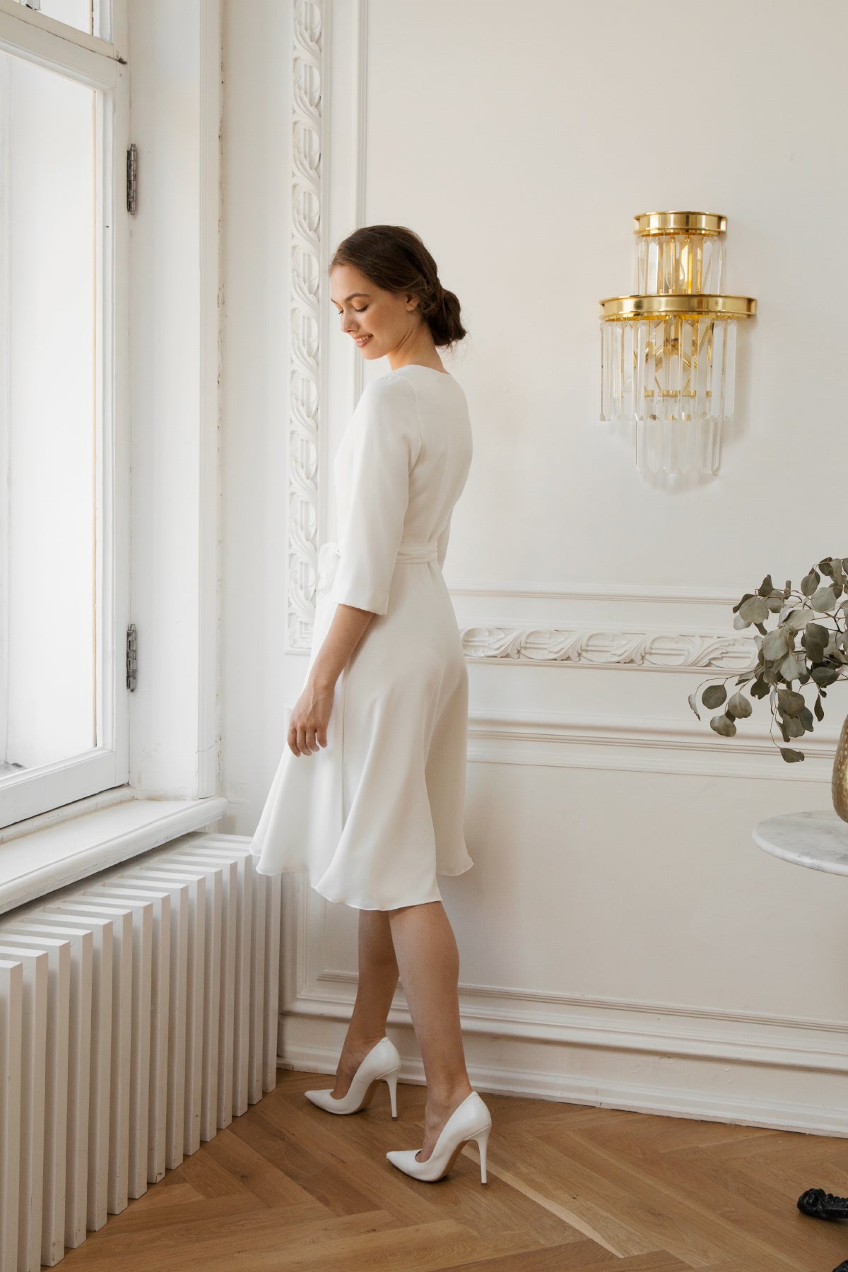 Chiffon wedding dress • summer coctail dress • reception dress • evening dress • wrap style dress • simple wedding dress • sexy dress
