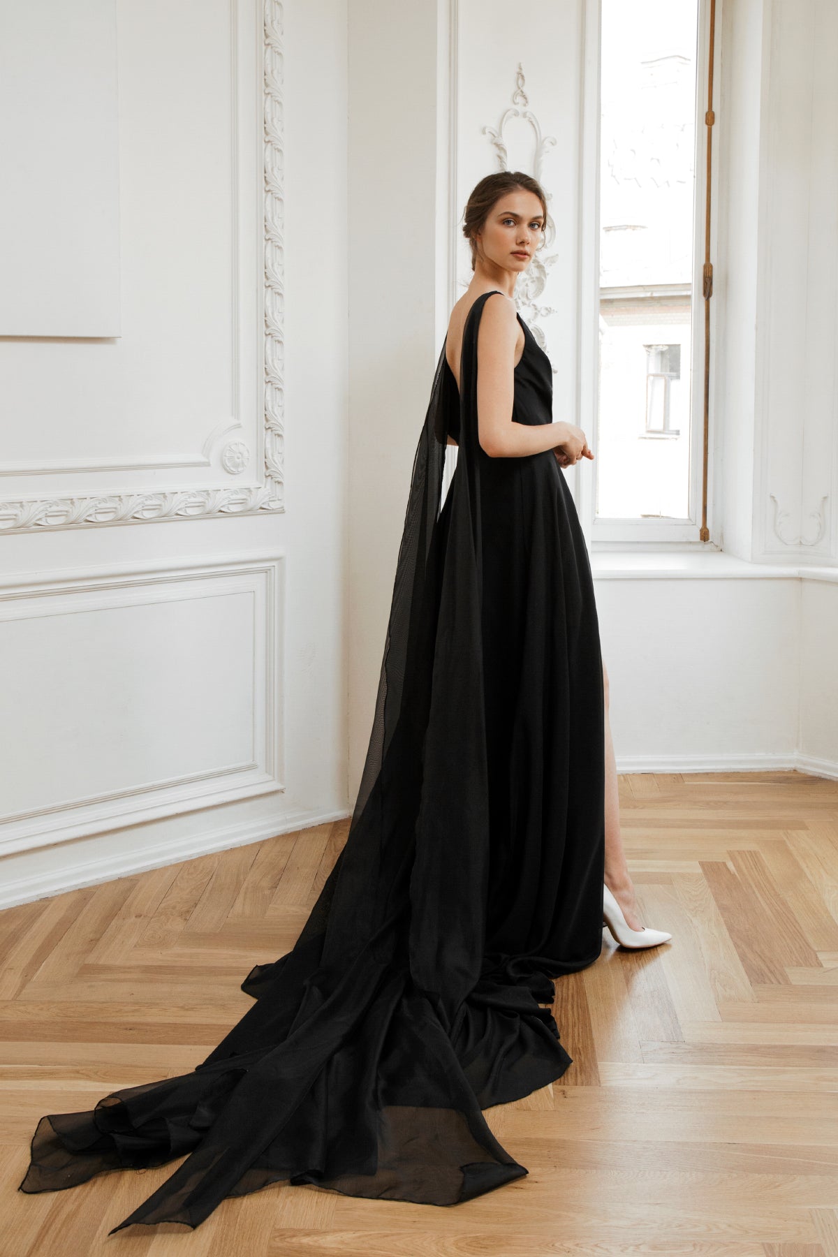 Black wedding dress • open back wedding dress