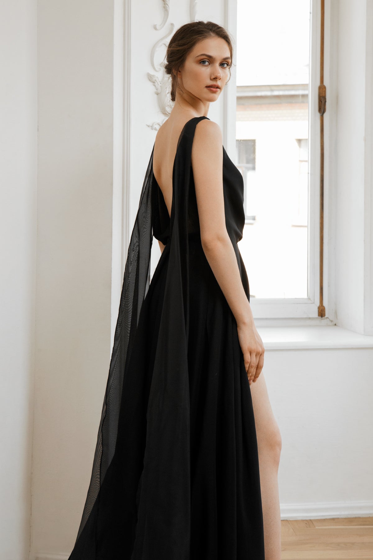 Black wedding dress • open back wedding dress