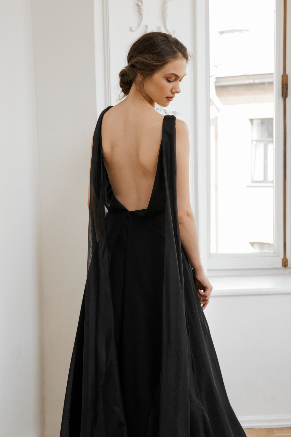 Black wedding dress • open back wedding dress