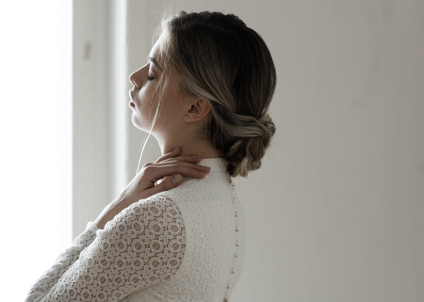 Modest wedding dress • winter wedding dress • long sleeve wedding dress • simple wedding dress • lace wedding dress • elegant minimalist bridal gown