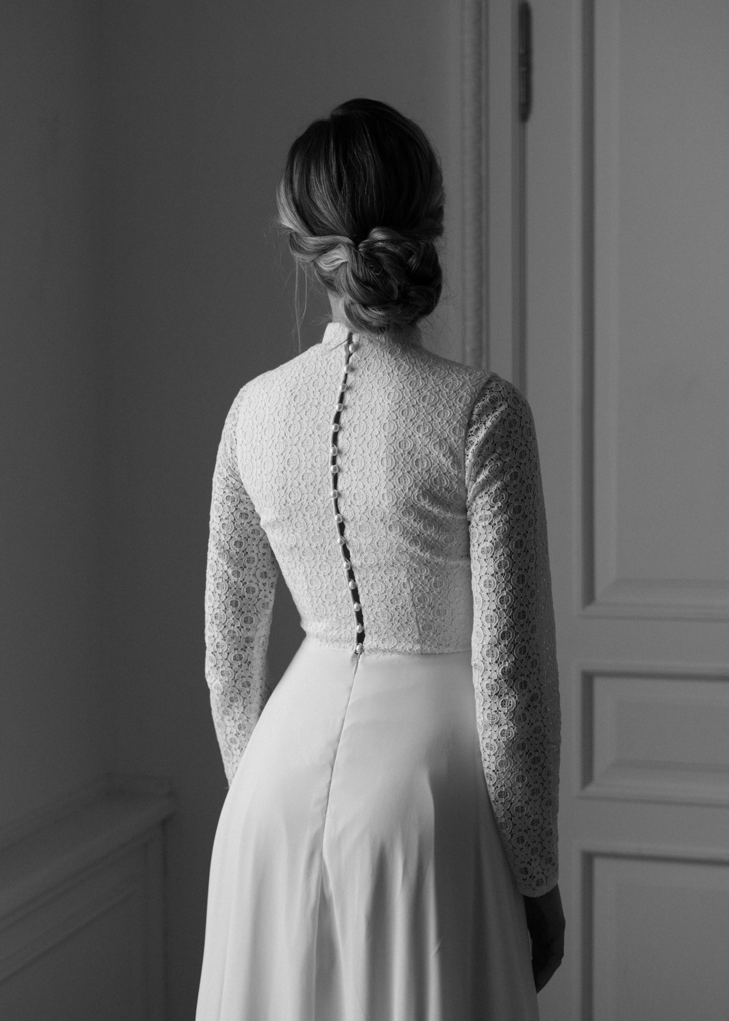 Modest wedding dress • winter wedding dress • long sleeve wedding dress • simple wedding dress • lace wedding dress • elegant minimalist bridal gown