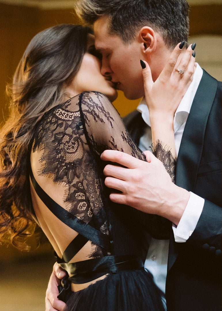 Black wedding dress • gothic dress • lace wedding dress • long sleeve dress • casual wedding dress • boho wedding dress • evening dress