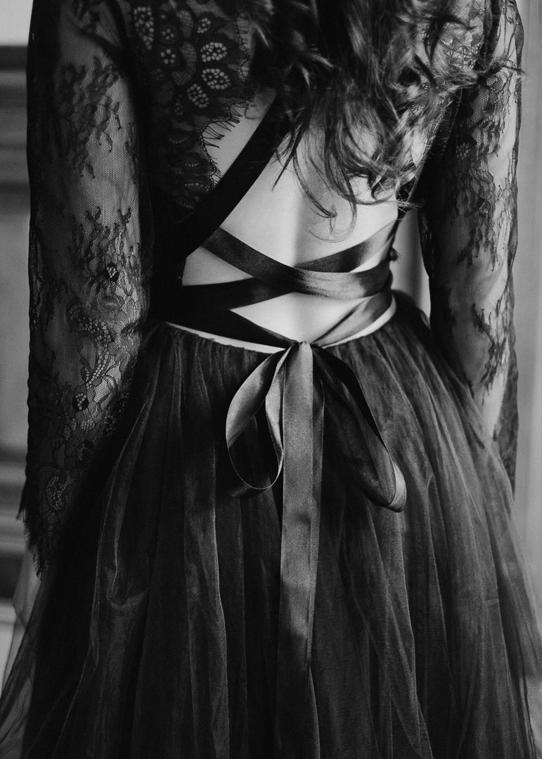 Black wedding dress • gothic dress • lace wedding dress • long sleeve dress • casual wedding dress • boho wedding dress • evening dress