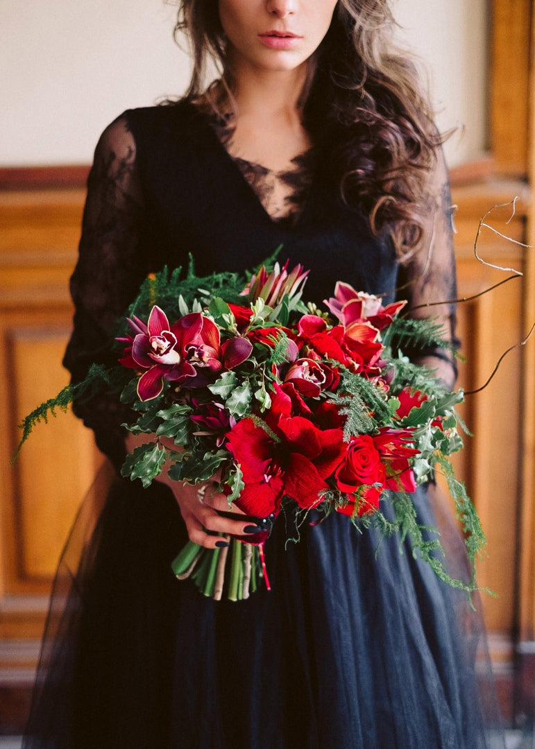Black wedding dress • gothic dress • lace wedding dress • long sleeve dress • casual wedding dress • boho wedding dress • evening dress