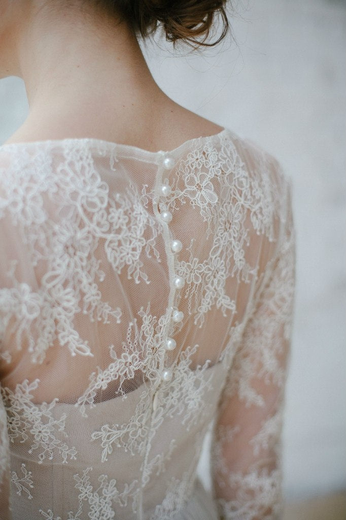 Long sleeve wedding dress • tulle wedding dress • french lace wedding dress • classic wedding dress • simple wedding dress • bridal gown
