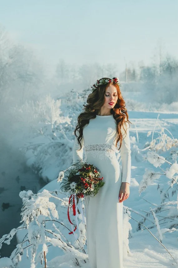 Long sleeve wedding dress • winter wedding dress • lace wedding dress