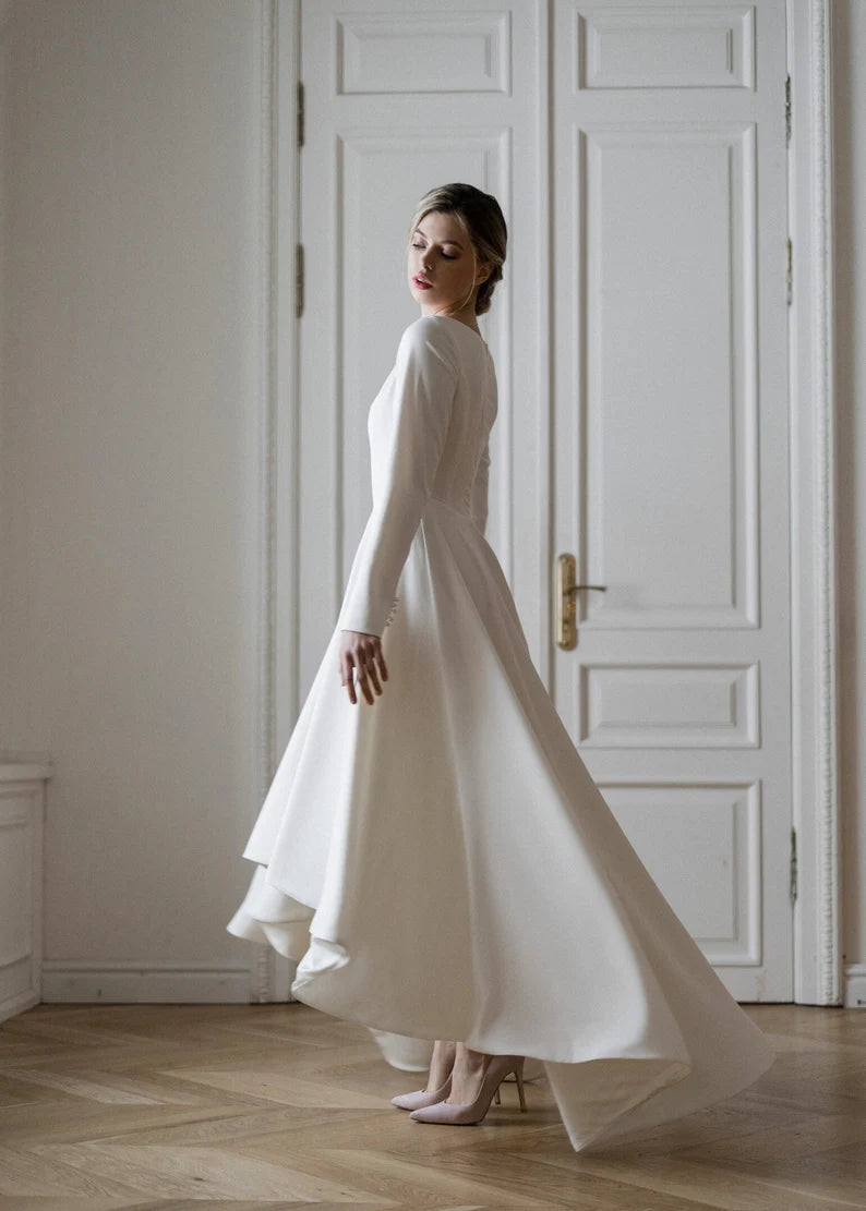 High low skirt • minimalist wedding dress • unique wedding dress