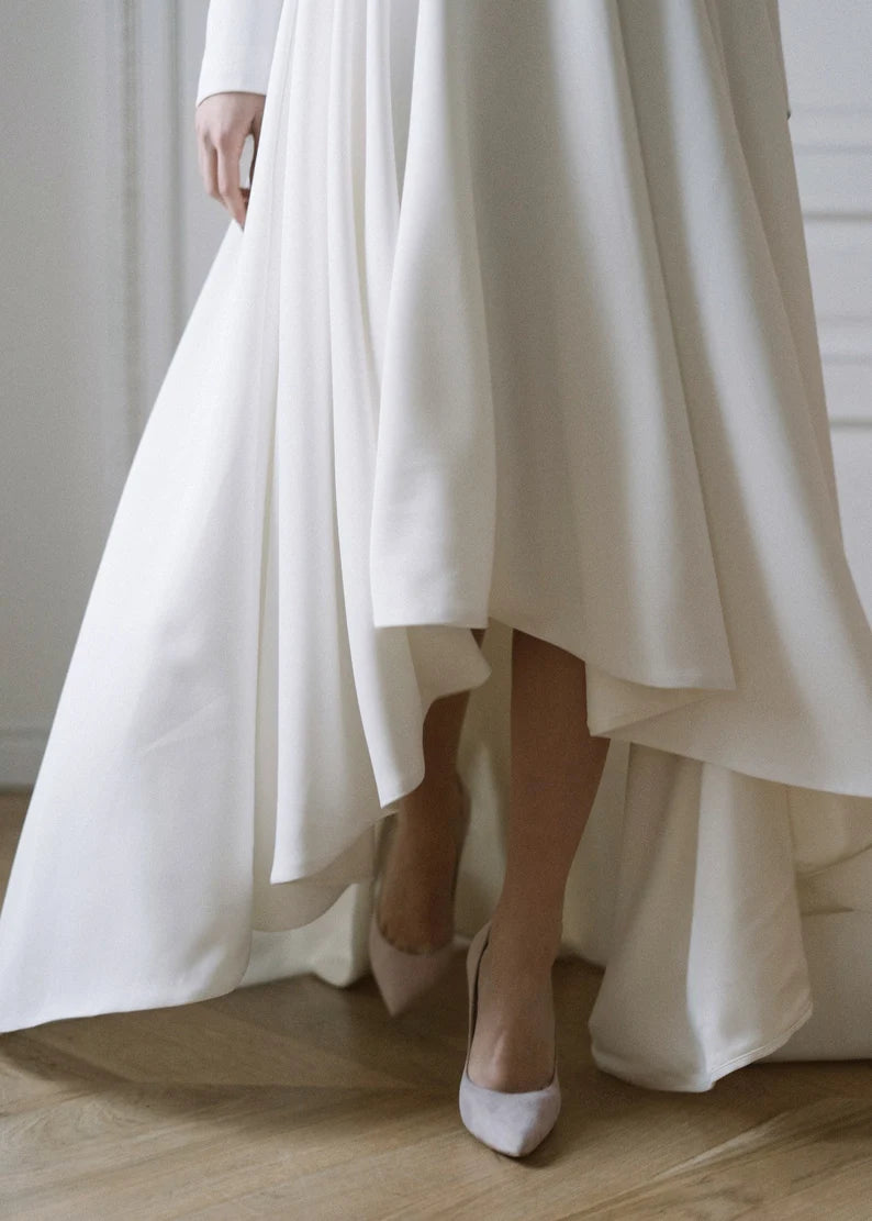 High low skirt • minimalist wedding dress • unique wedding dress