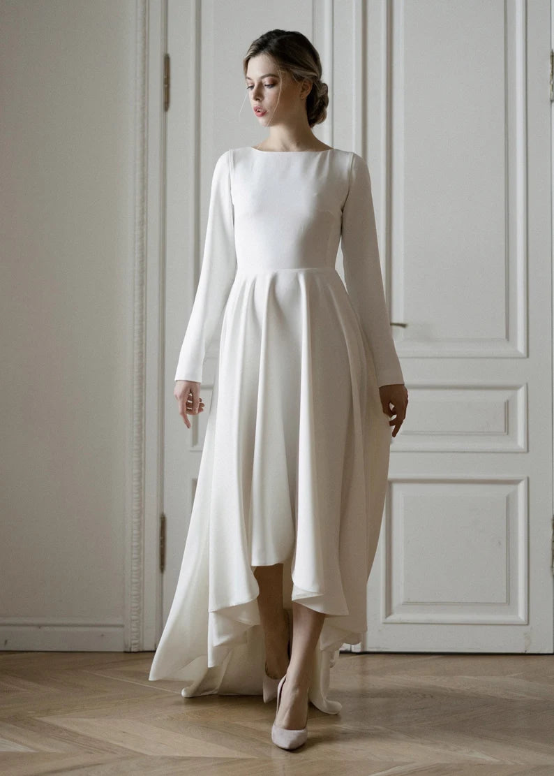 High low skirt • minimalist wedding dress • unique wedding dress