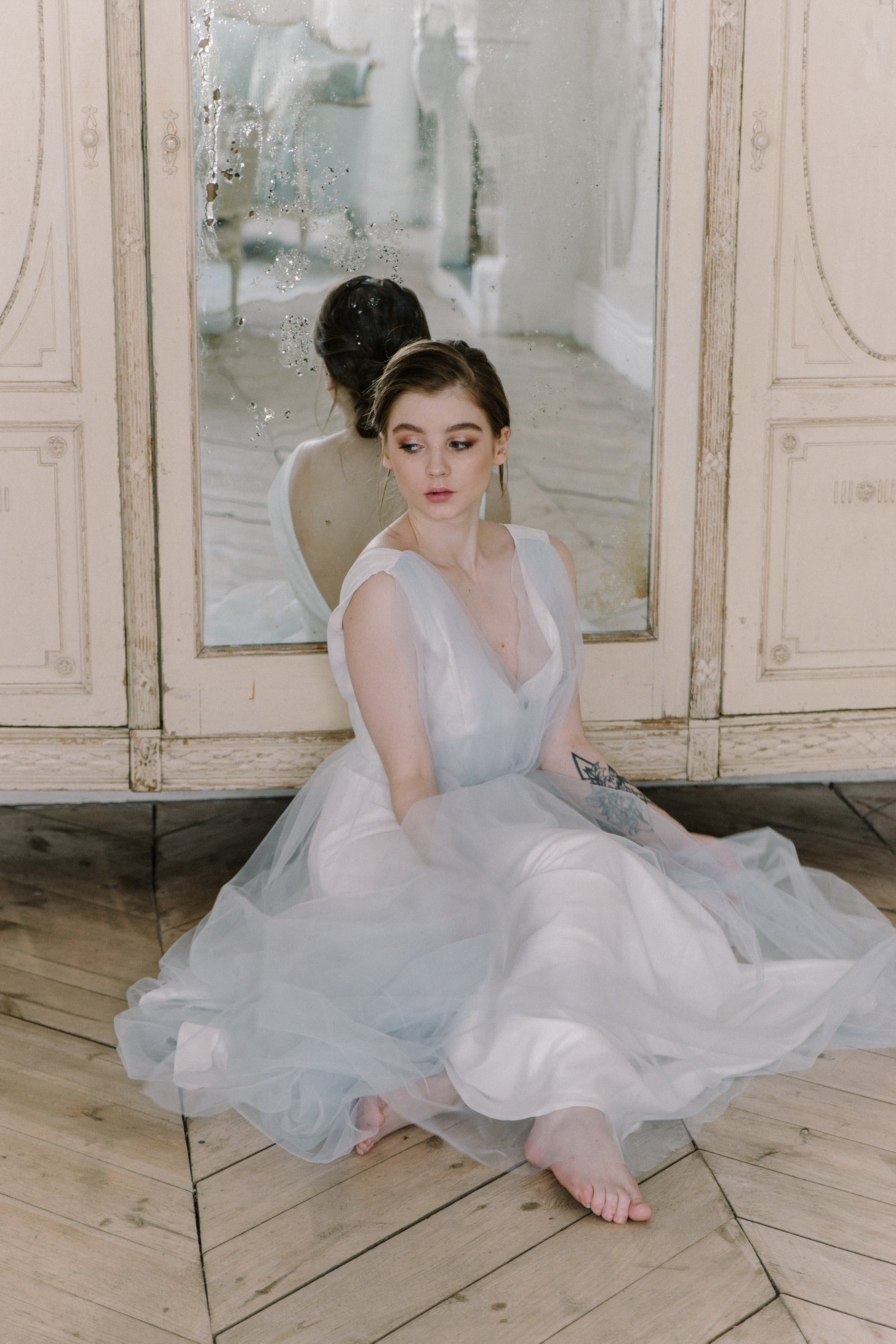 Tulle wedding dress • simple wedding dress • something blue • casual wedding dress • satin dress • beach wedding dress • A-line dress