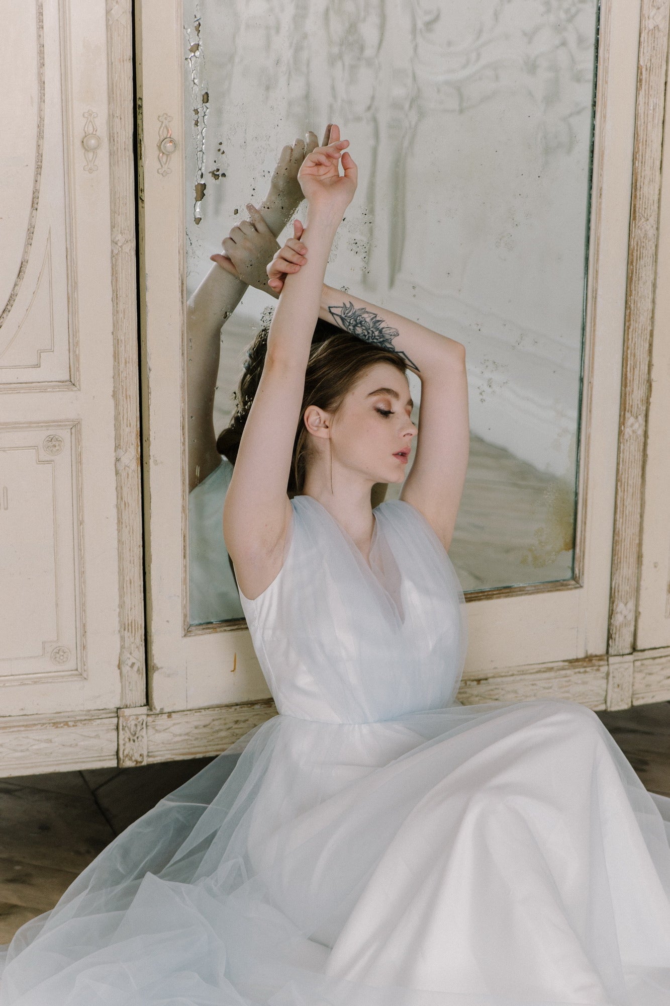 Tulle wedding dress • simple wedding dress • something blue • casual wedding dress • satin dress • beach wedding dress • A-line dress