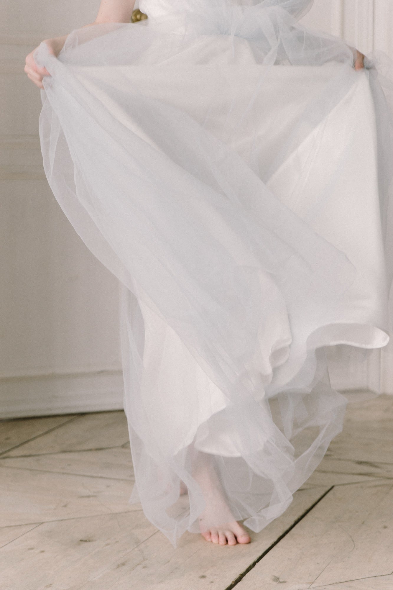 Tulle wedding dress • simple wedding dress • something blue • casual wedding dress • satin dress • beach wedding dress • A-line dress