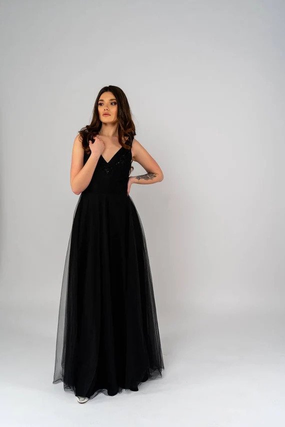 Black lace tulle wedding dress • simple wedding dress