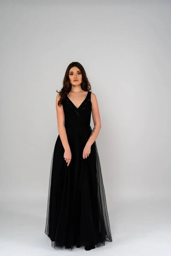 Black lace tulle wedding dress • simple wedding dress