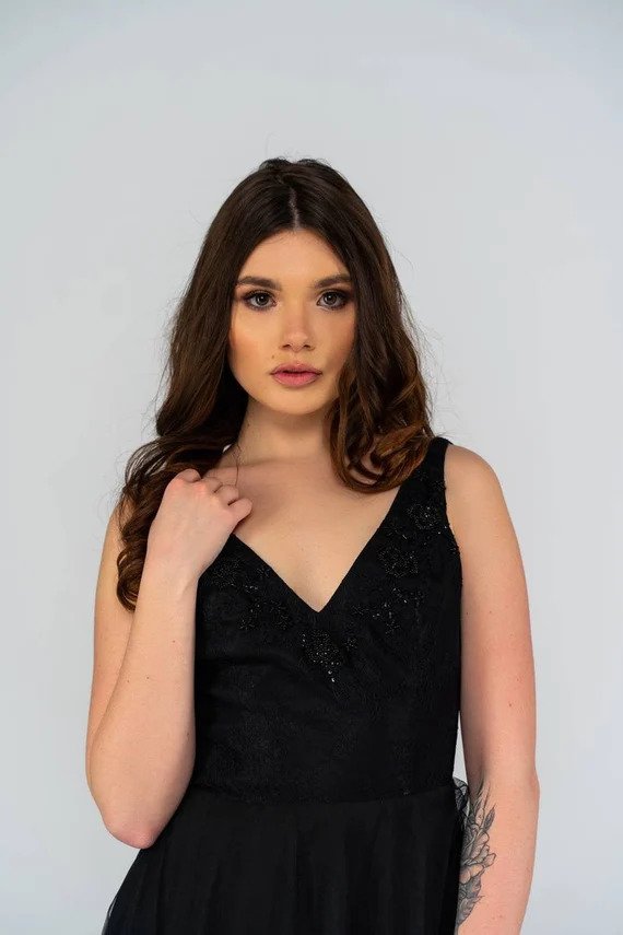 Black lace tulle wedding dress • simple wedding dress