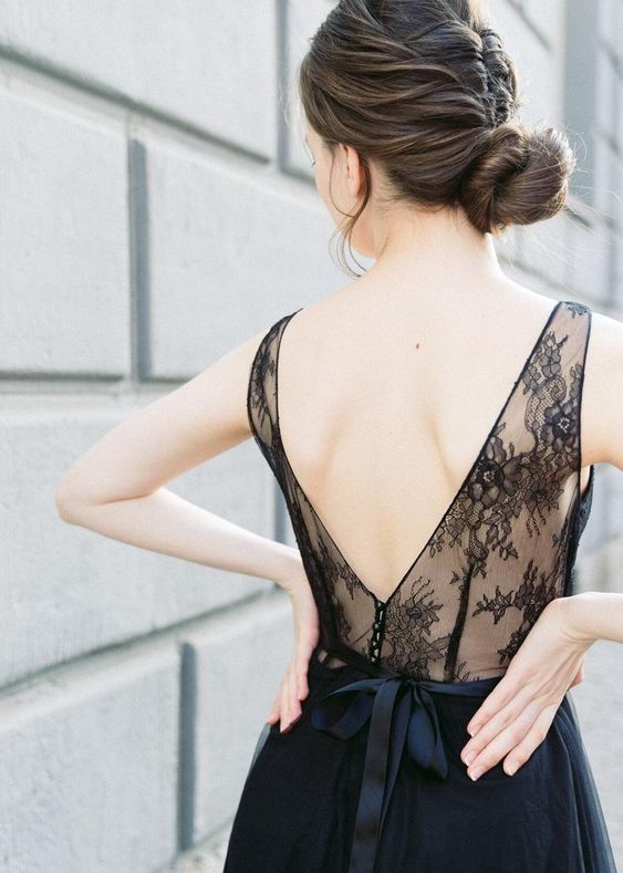 Black lace tulle wedding dress • simple wedding dress