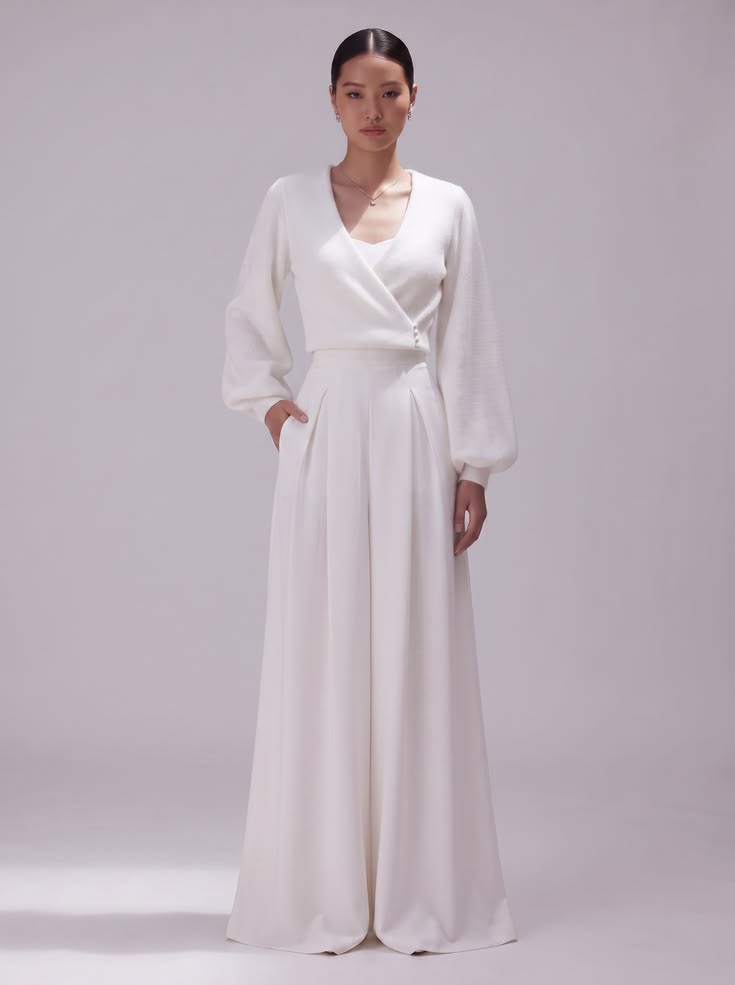 Solena - Ivory Angora Bridal Jacket Elegant Wedding Jacket with Long Sleeves