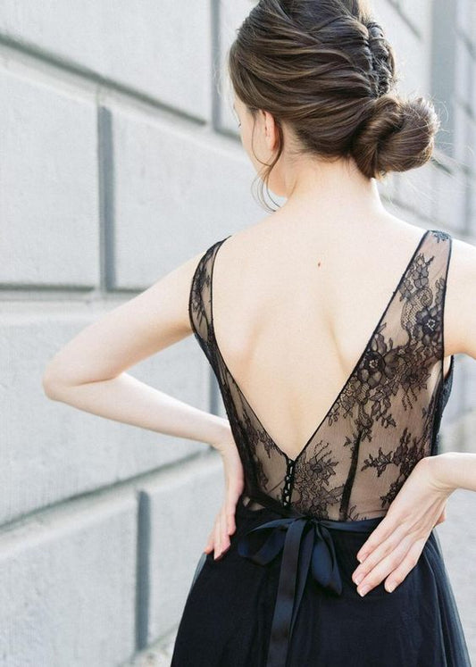Black lace tulle wedding dress • simple wedding dress