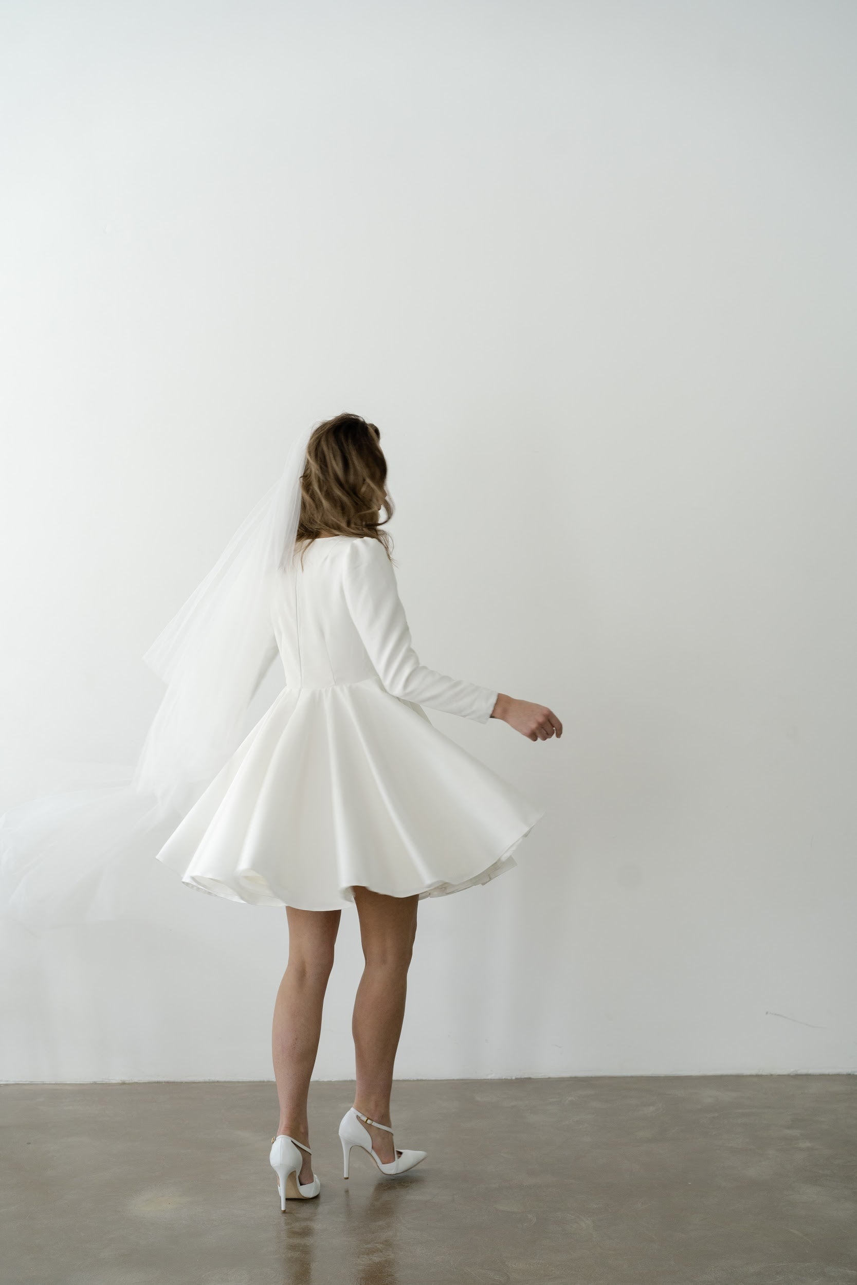 long sleeve short wedding dress Sheath Ivory Lace Long Sleeves Short Wedding Party Dress 12